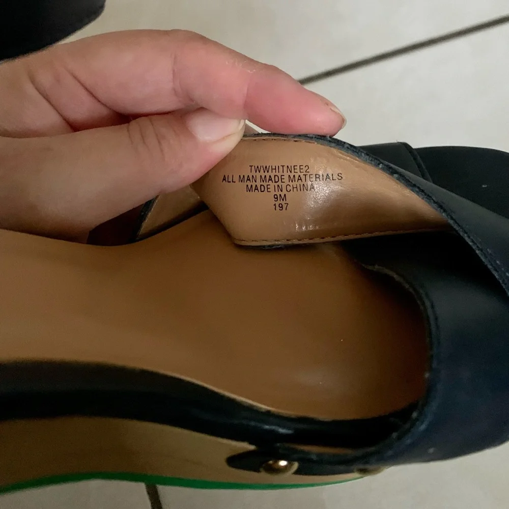 Tommy Hilfiger Navy Blue Wood Platform Heels - Picture 8 of 9